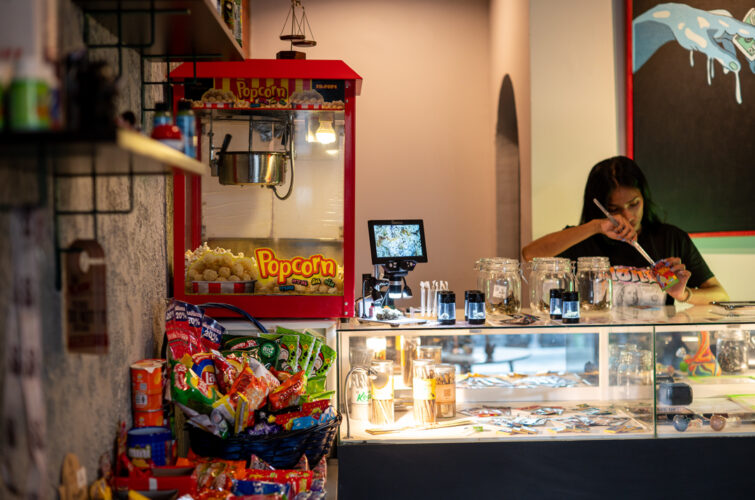 The host working behind the counter